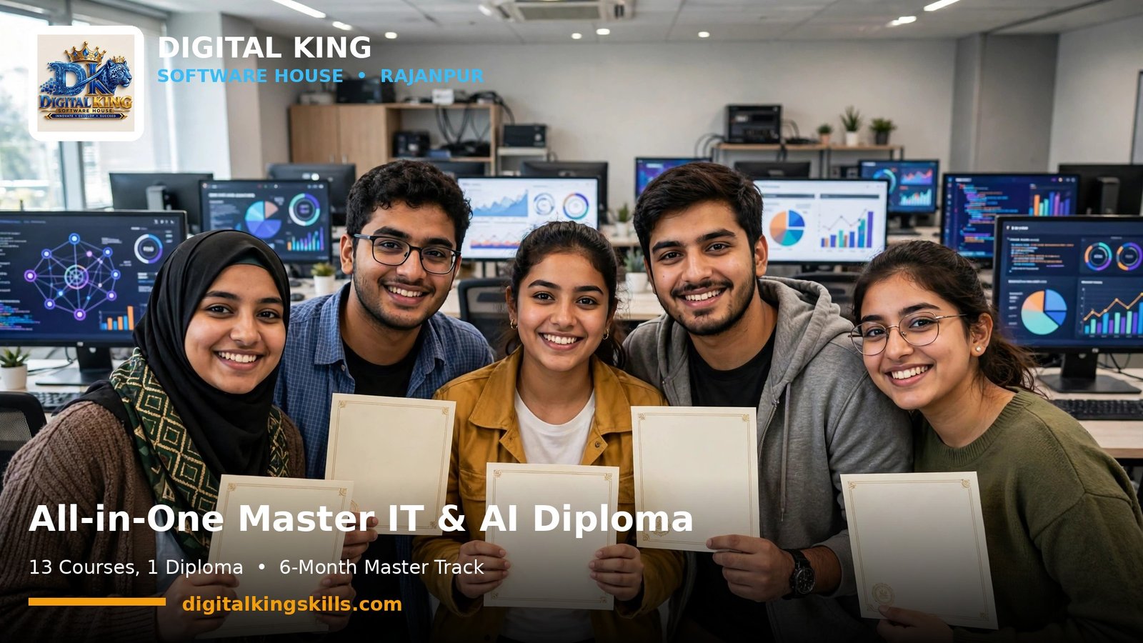 All-in-One Master IT & AI Diploma in Rajanpur — 13 Courses, 1 Diploma