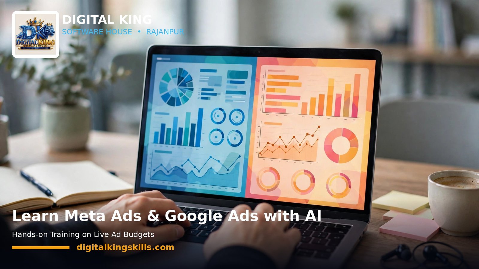 Meta Ads and Google Ads training — learning campaign dashboards in Digital Marketing Course with AI in Rajanpur