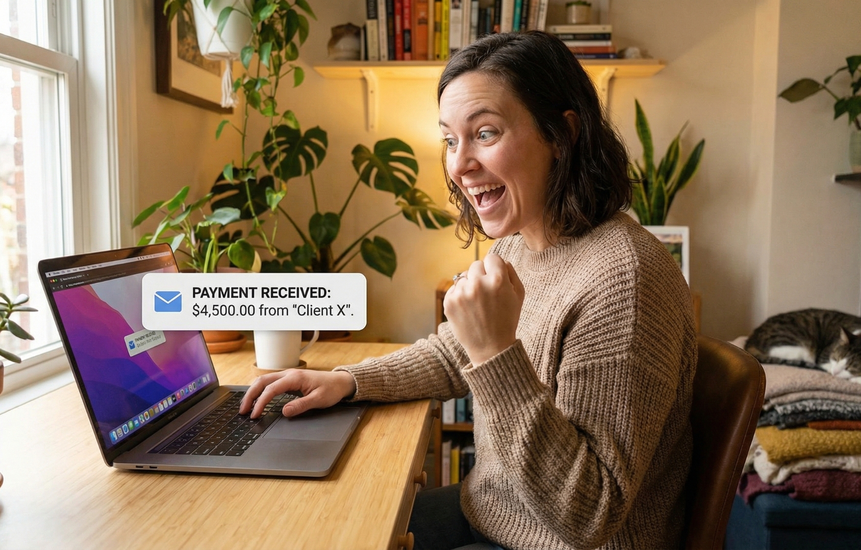 Freelancing in Rajanpur Pakistan freelancer receiving payment notification on laptop